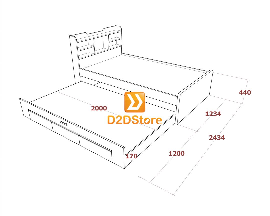  Giường kéo 2 tầng mẹ bồng con GDN.MC17 
