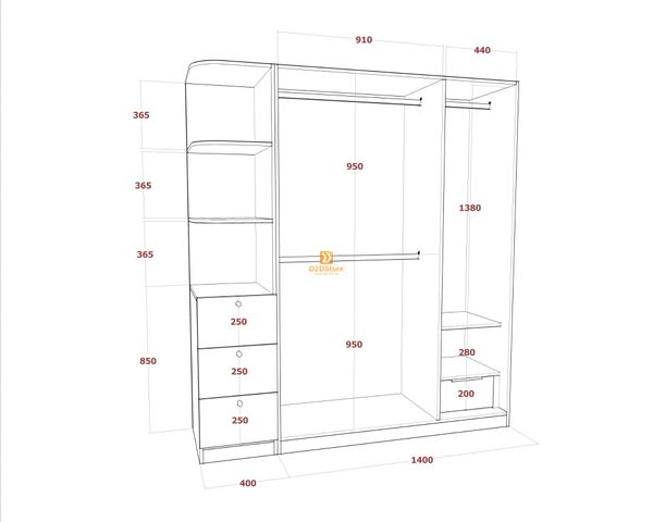 Tủ áo melamine cánh mở TA.MCM07