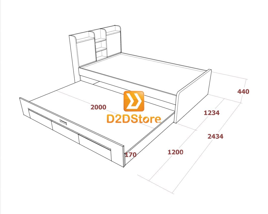  Giường kéo 2 tầng mẹ bồng con GDN.MC19 