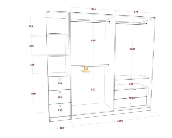 Tủ áo melamine cánh mở TA.MCM11