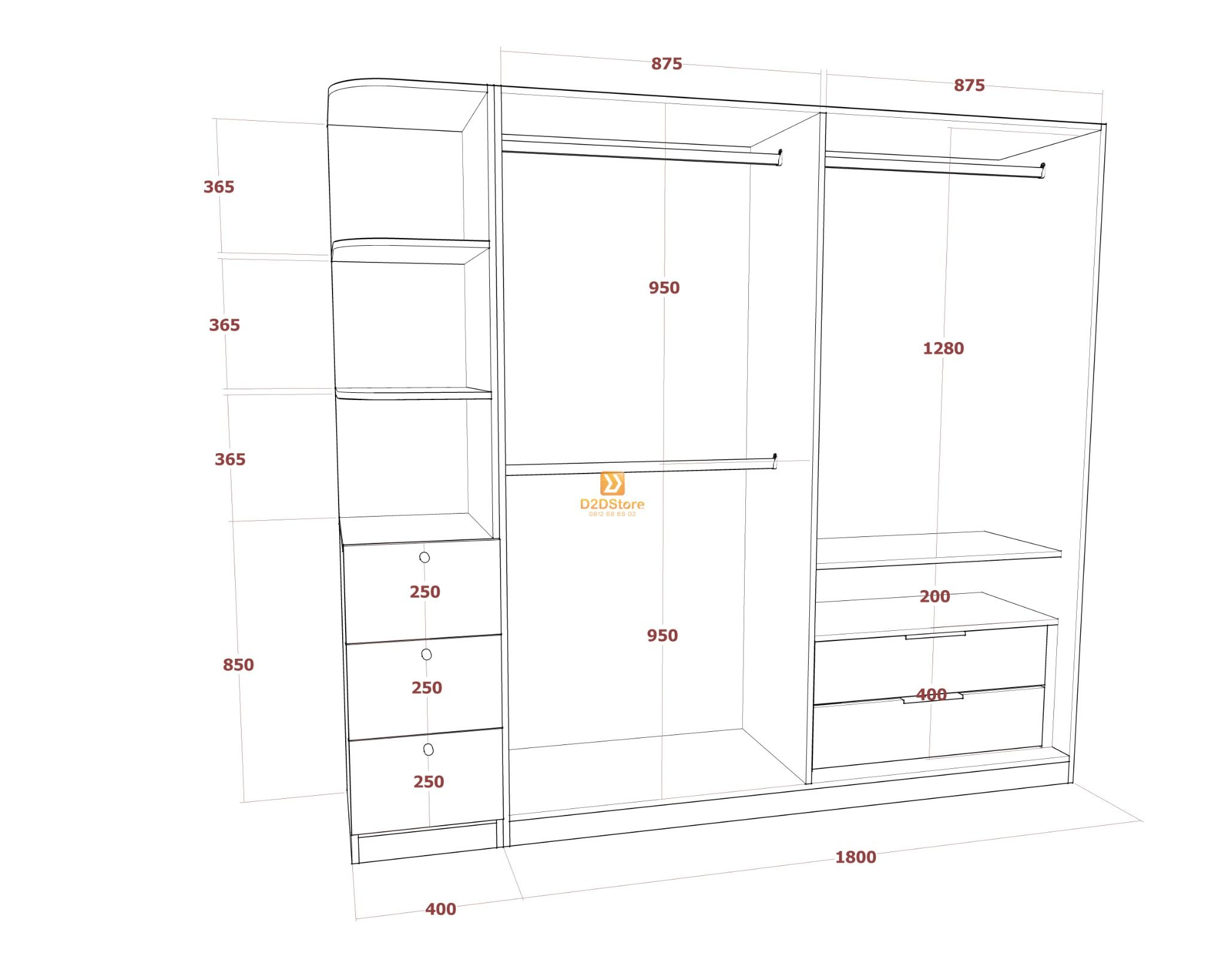  Tủ áo melamine cánh mở TA.MCM11 