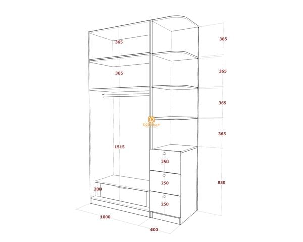 Tủ áo melamine cánh mở TA.MCM04