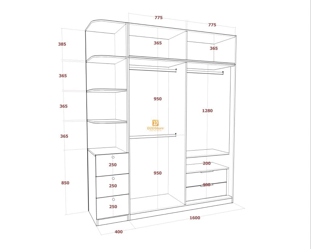 Tủ áo melamine cánh mở TA.MCM10