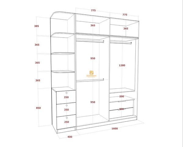 Tủ áo melamine cánh mở TA.MCM10