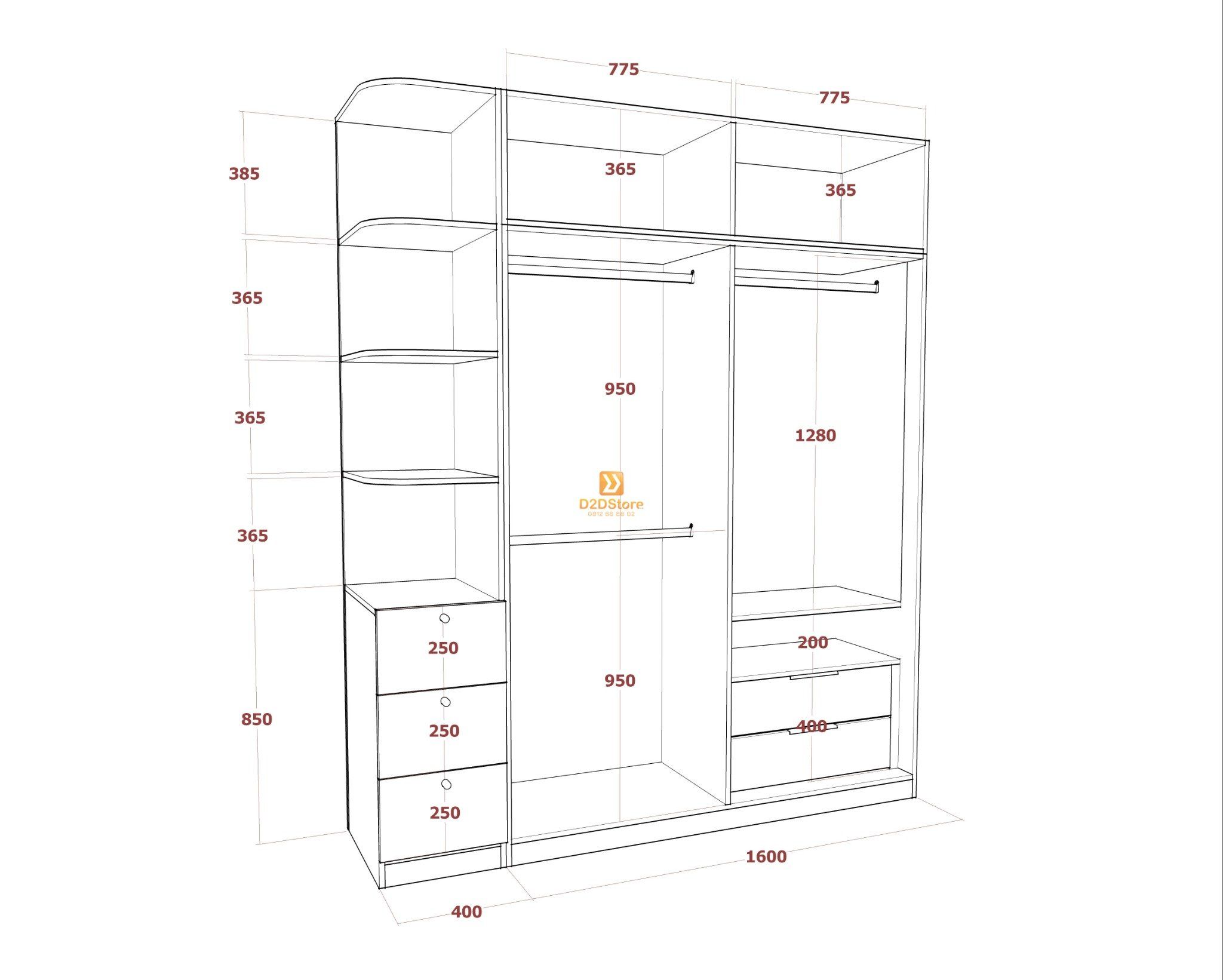  Tủ áo melamine cánh mở TA.MCM10 