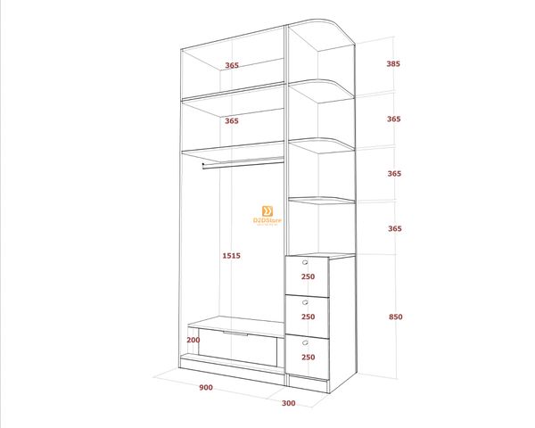 Tủ áo melamine cánh mở TA.MCM02