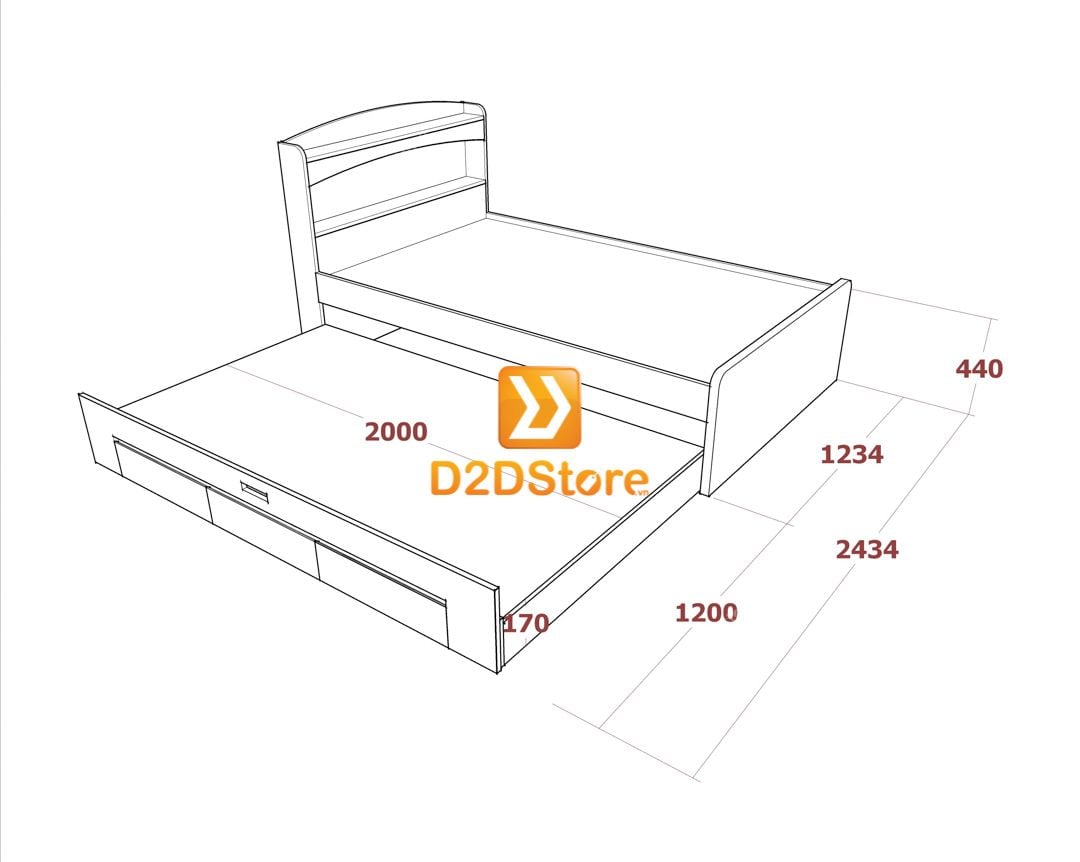  Giường kéo 2 tầng mẹ bồng con GDN.MC18 