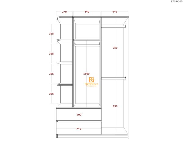 Bộ giường tủ phòng ngủ bé gái BTG.BG05