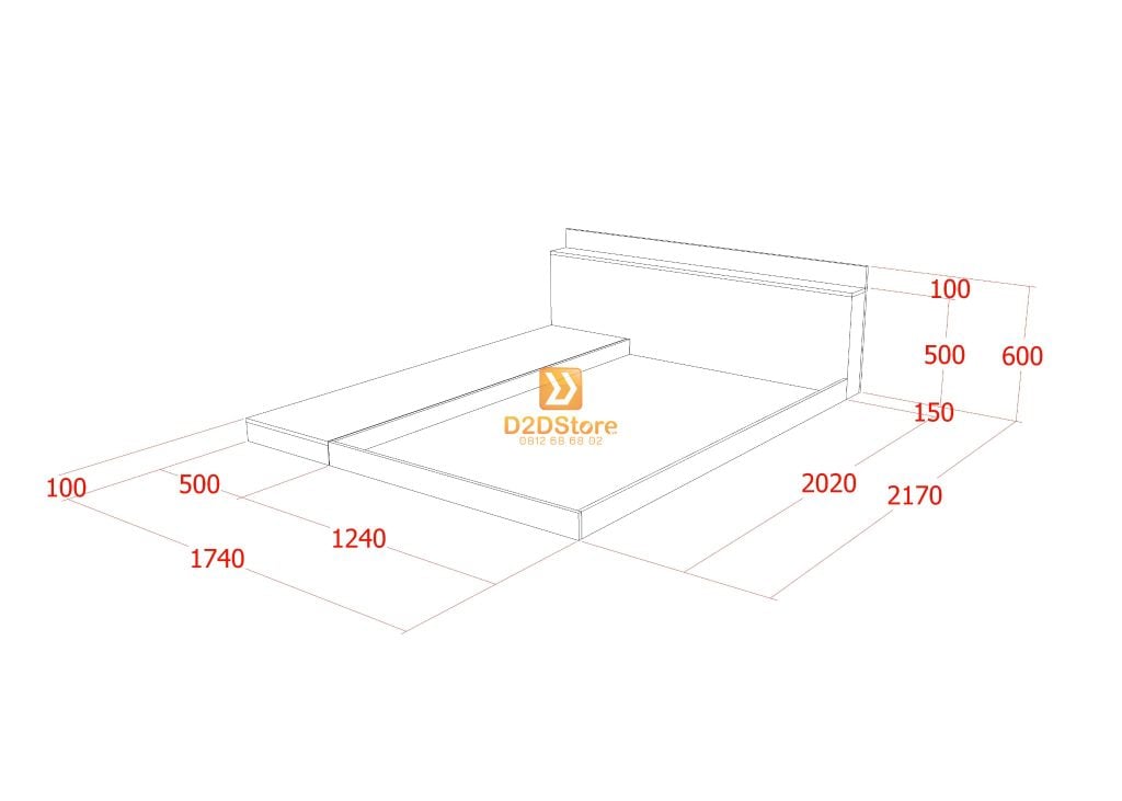 Giường ngủ thấp kiểu Nhật GN.GKN02