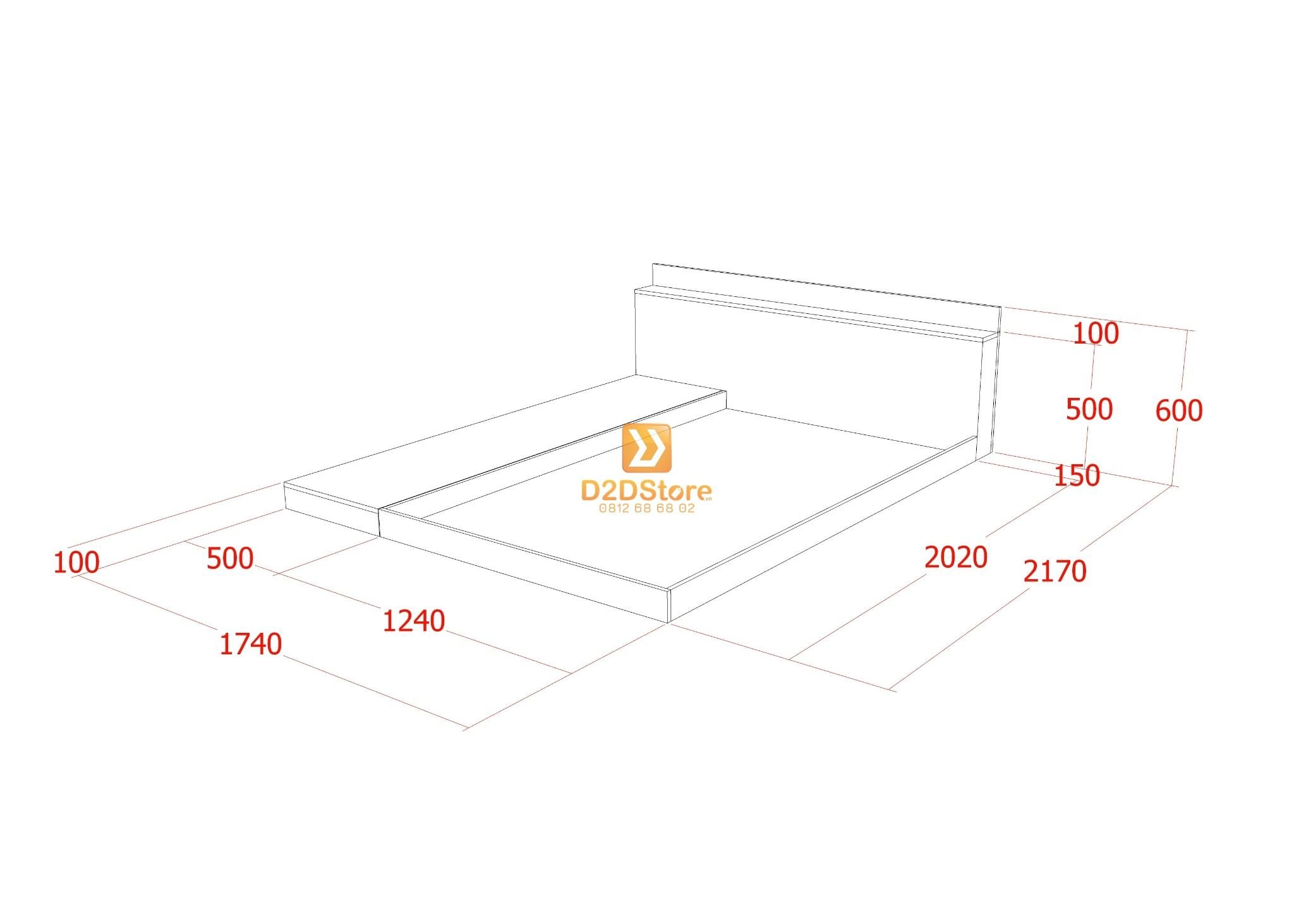 Giường ngủ thấp kiểu Nhật GN.GKN02 