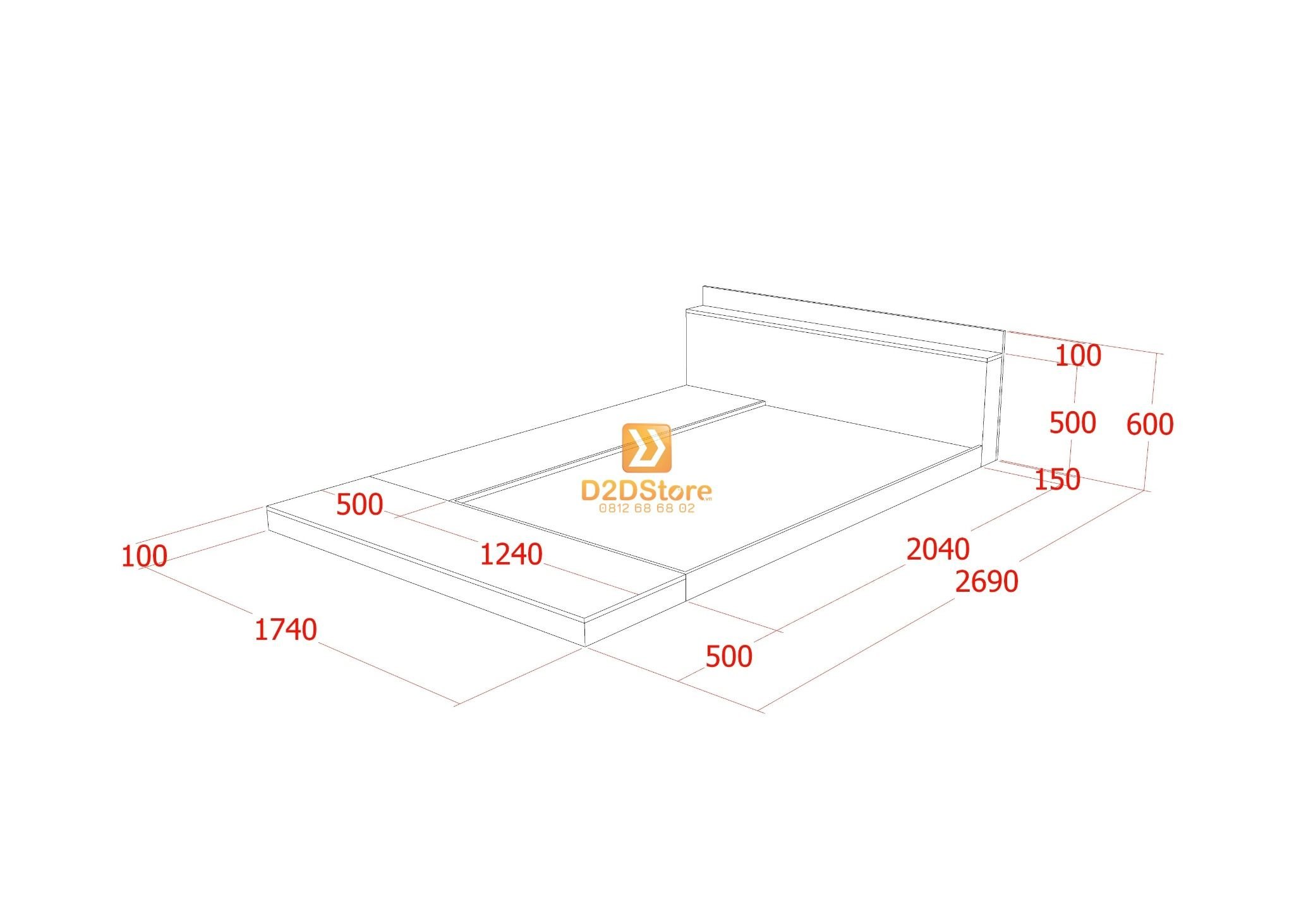  Giường ngủ thấp kiểu Nhật GN.GKN05 