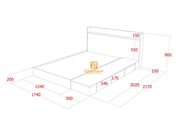 Giường ngủ thấp kiểu Nhật GN.GKN01