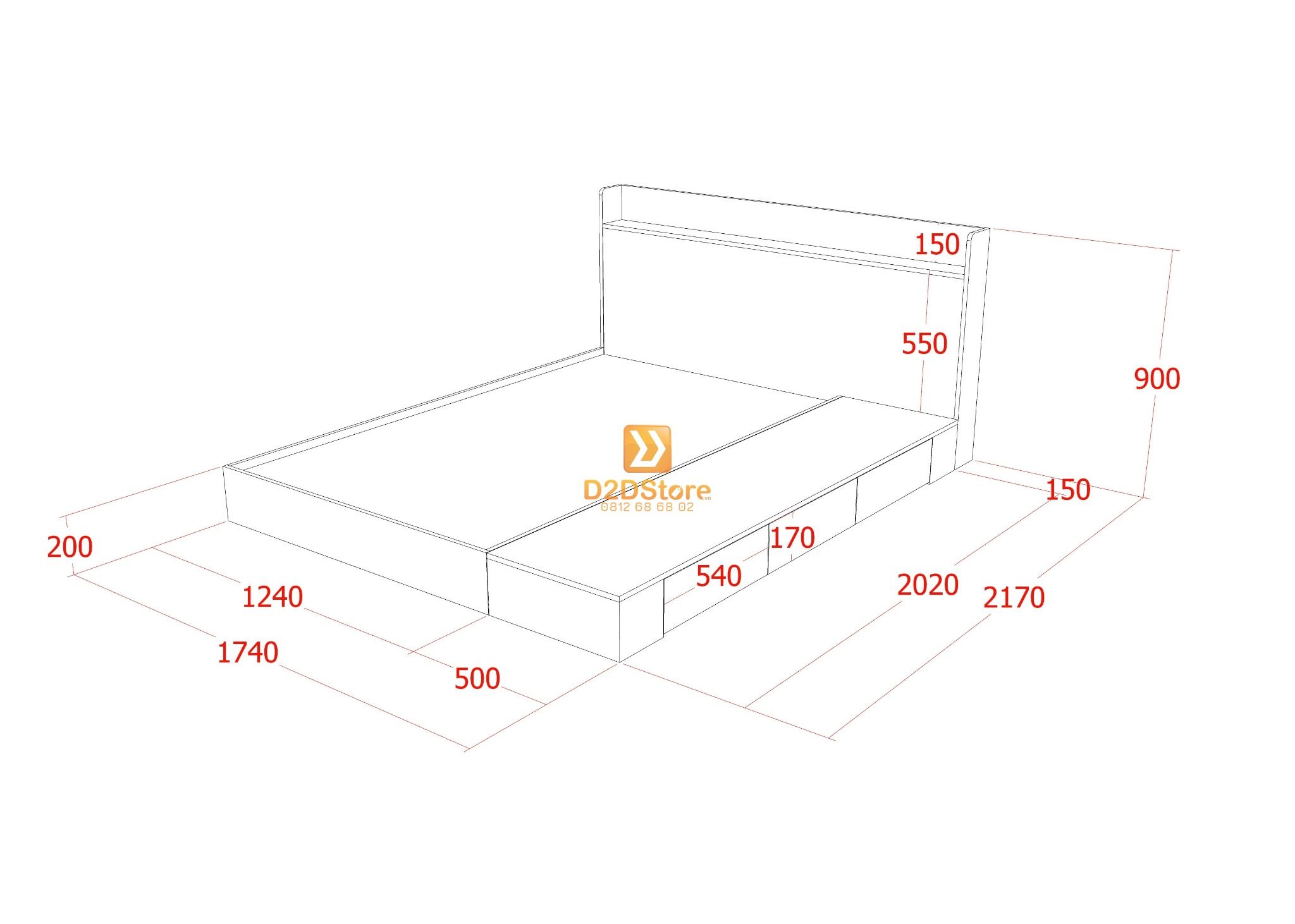  Giường ngủ thấp kiểu Nhật GN.GKN01 