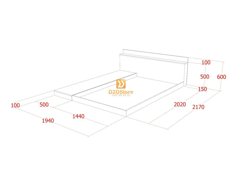 Giường ngủ thấp kiểu Nhật GN.GKN02