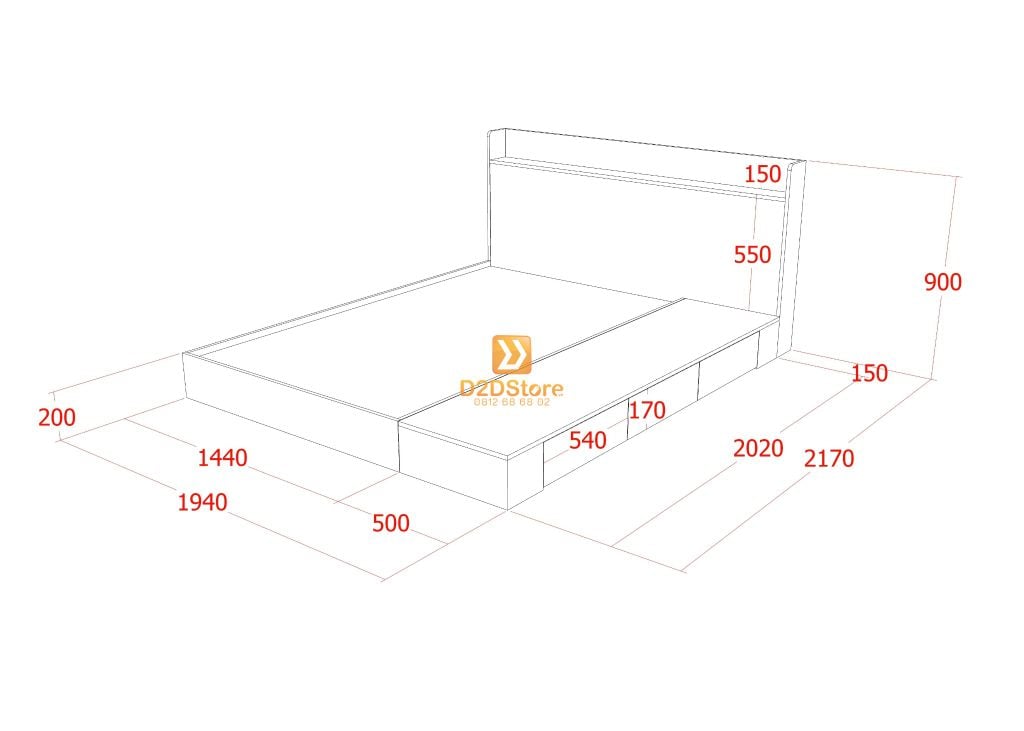 Giường ngủ thấp kiểu Nhật GN.GKN01-1.4