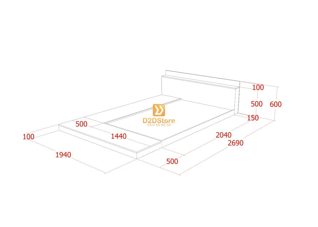 Giường ngủ thấp kiểu Nhật GN.GKN05