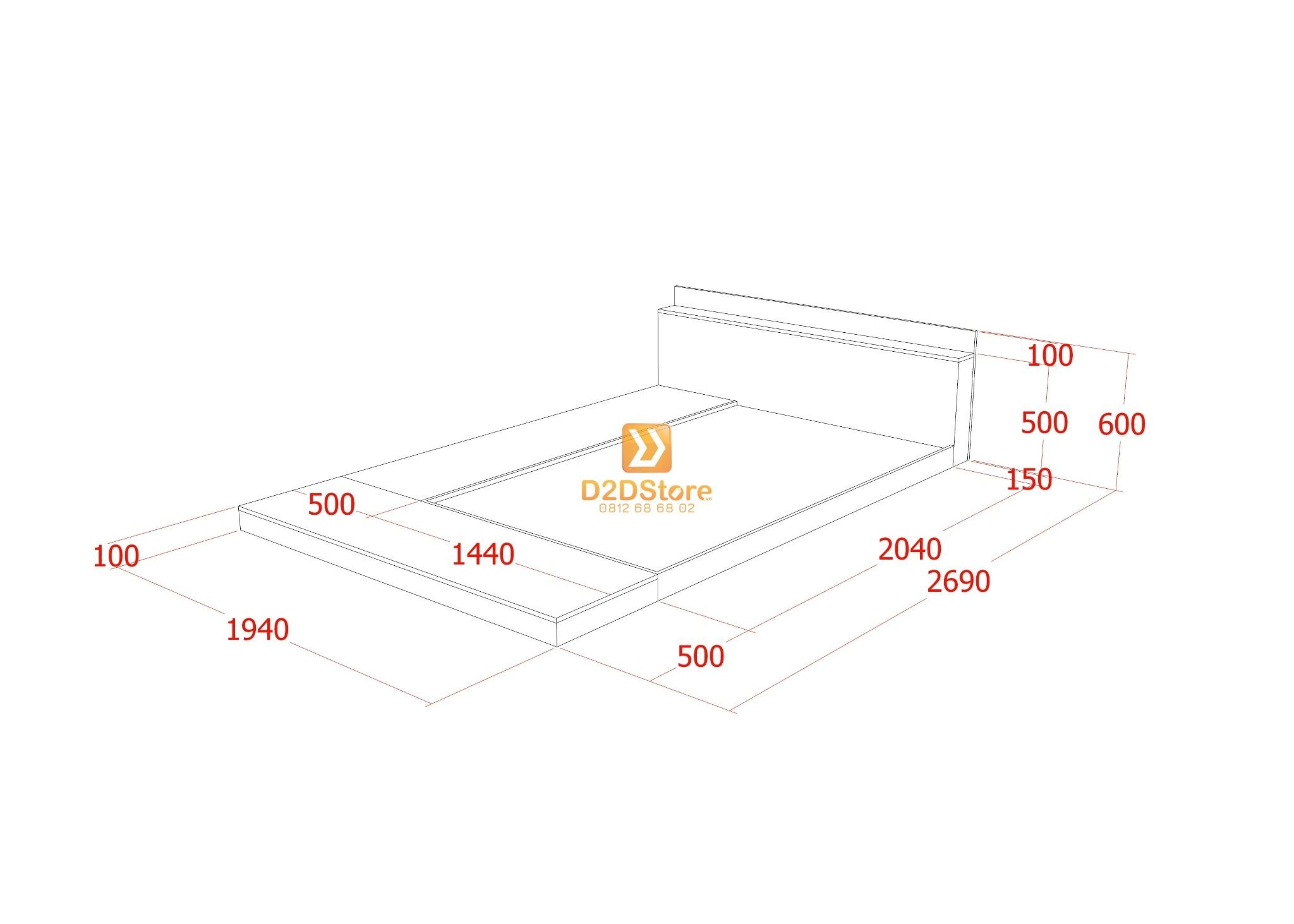  Giường ngủ thấp kiểu Nhật GN.GKN05 