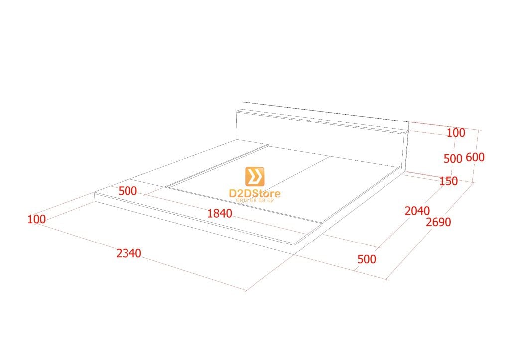 Giường ngủ thấp kiểu Nhật GN.GKN05