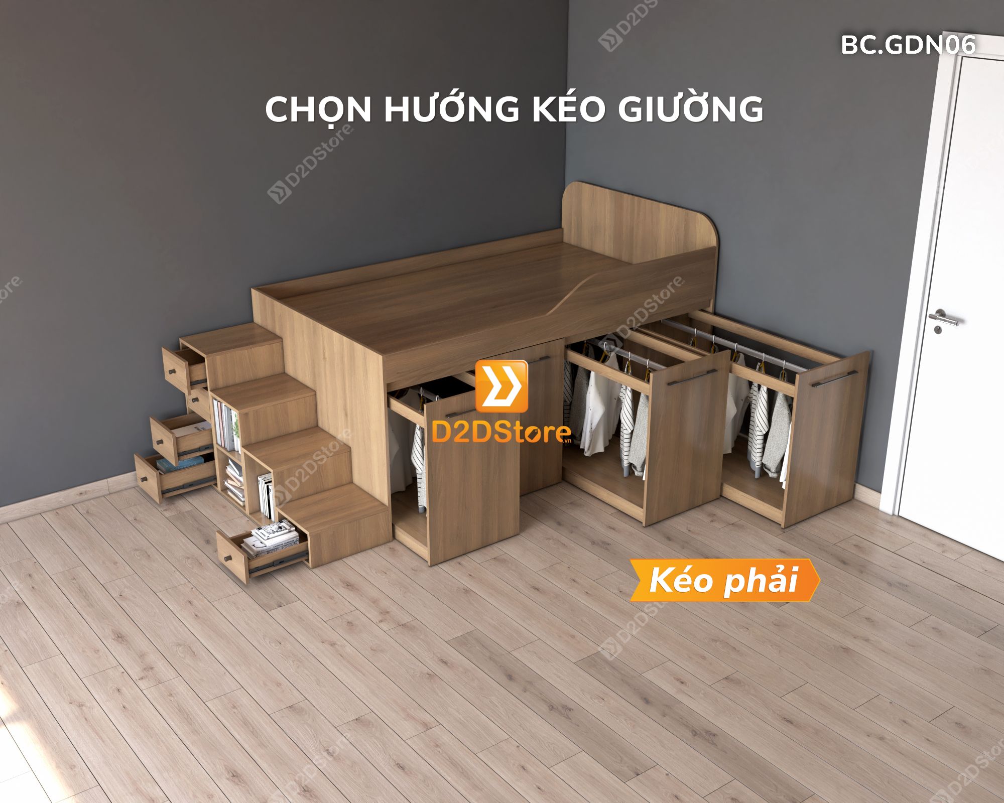 Giường thông minh kết hợp tủ kéo mã BC.GDN06 