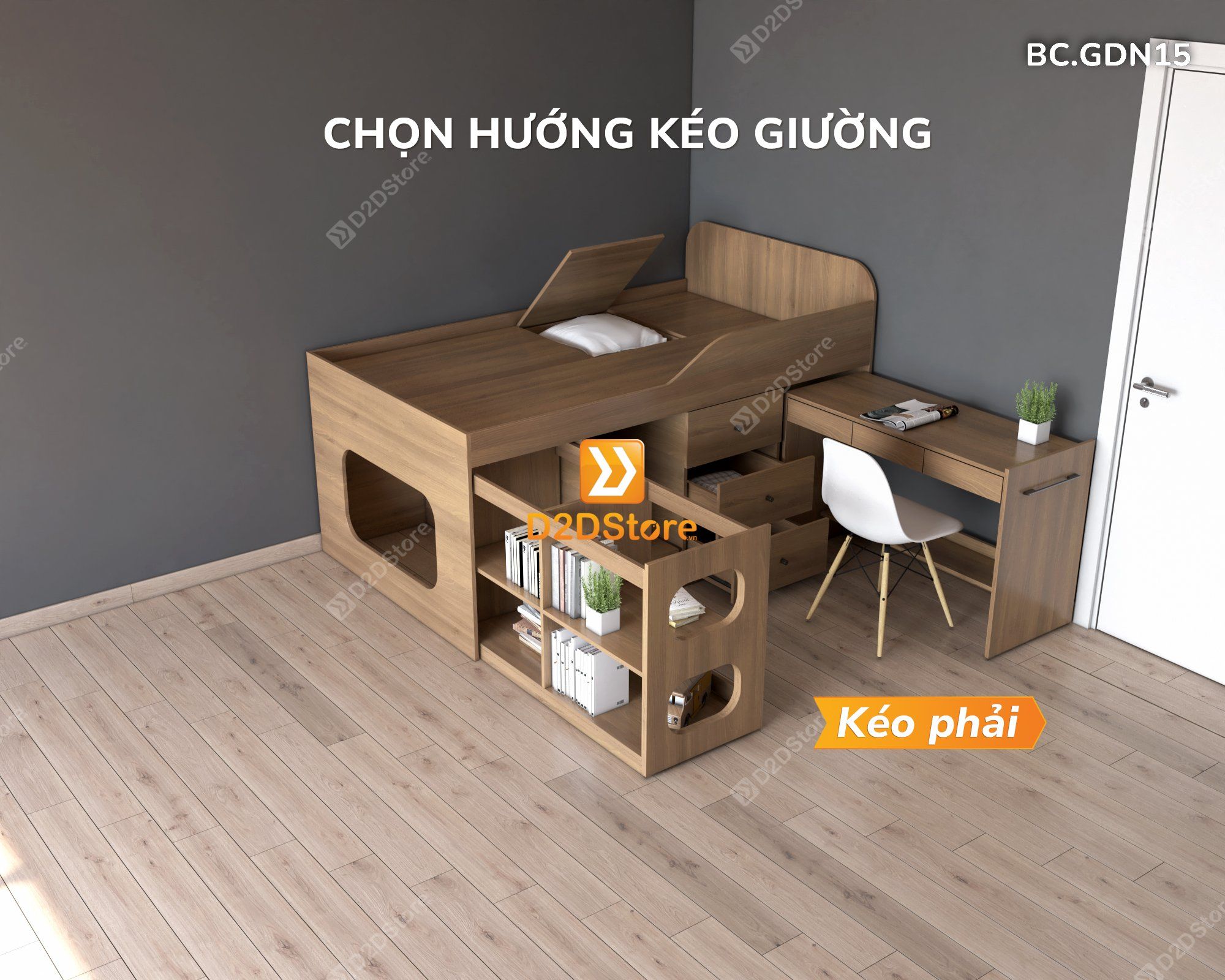  Giường đa năng kết hợp bàn học và tủ kéo mã BC.GDN15 