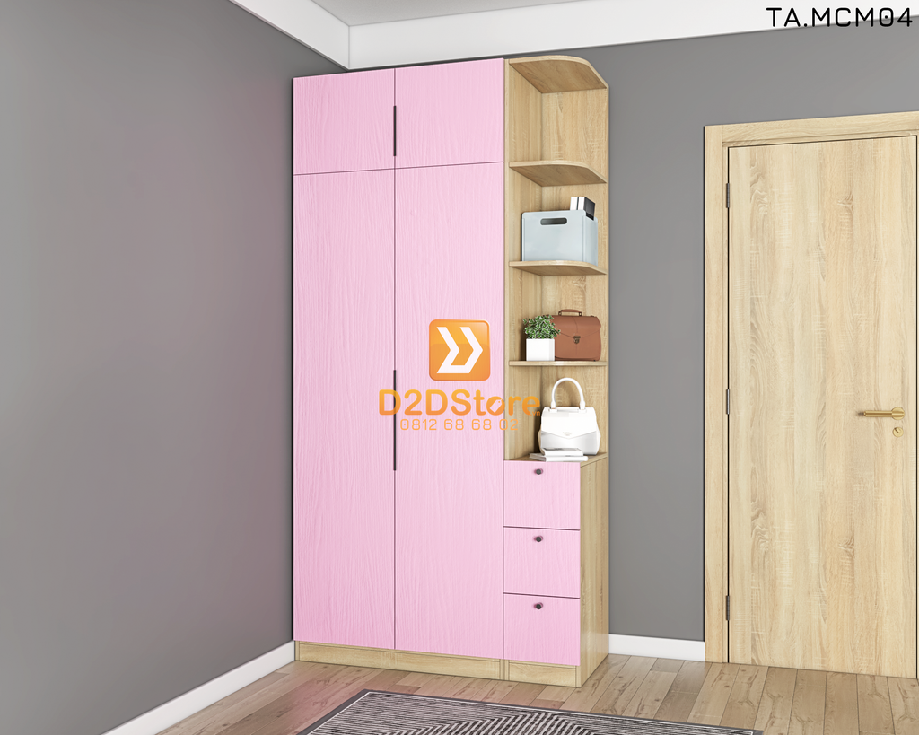 Tủ quần áo gỗ phủ melamine cánh mở TA.MCM04