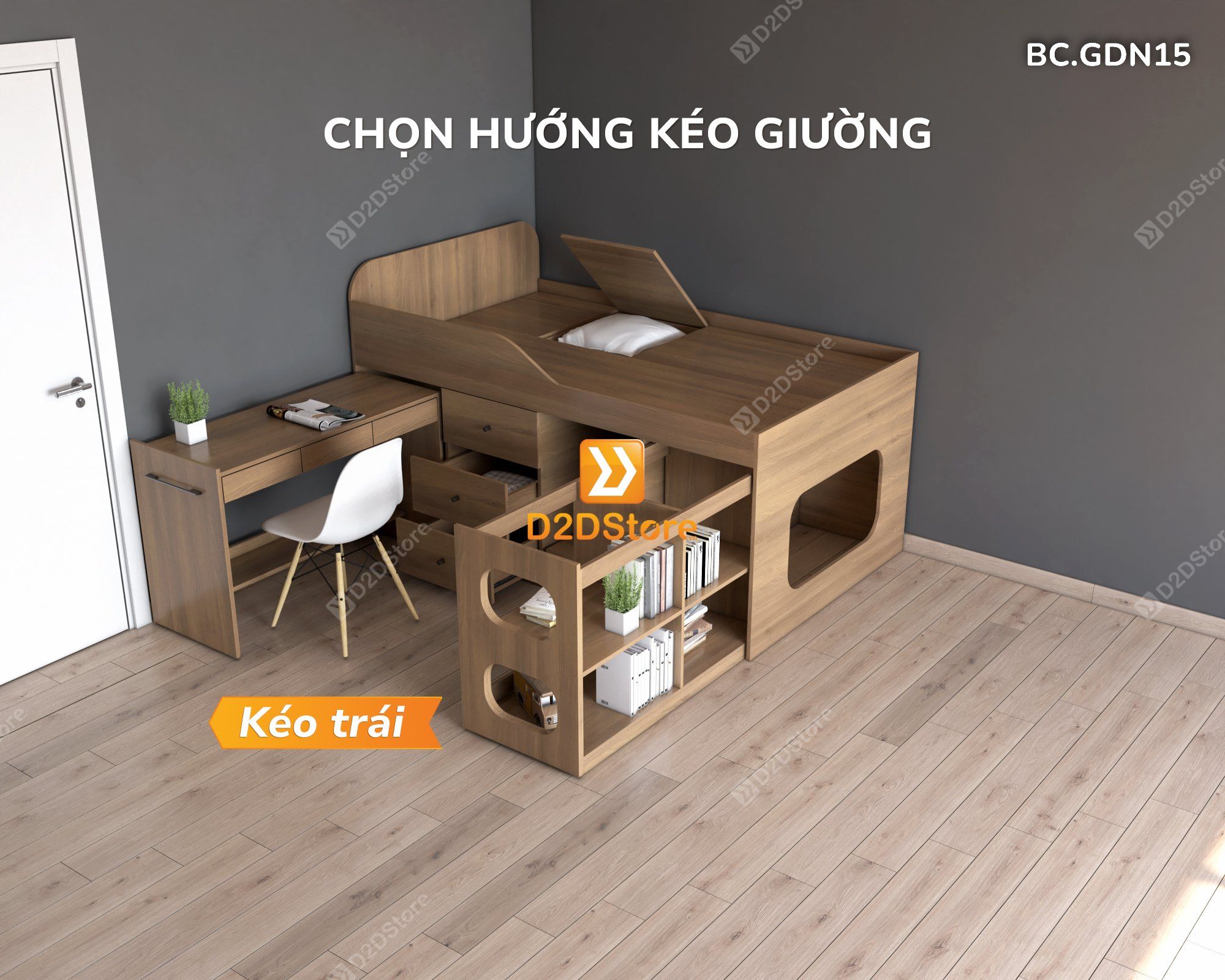  Giường đa năng kết hợp bàn học và tủ kéo mã BC.GDN15 