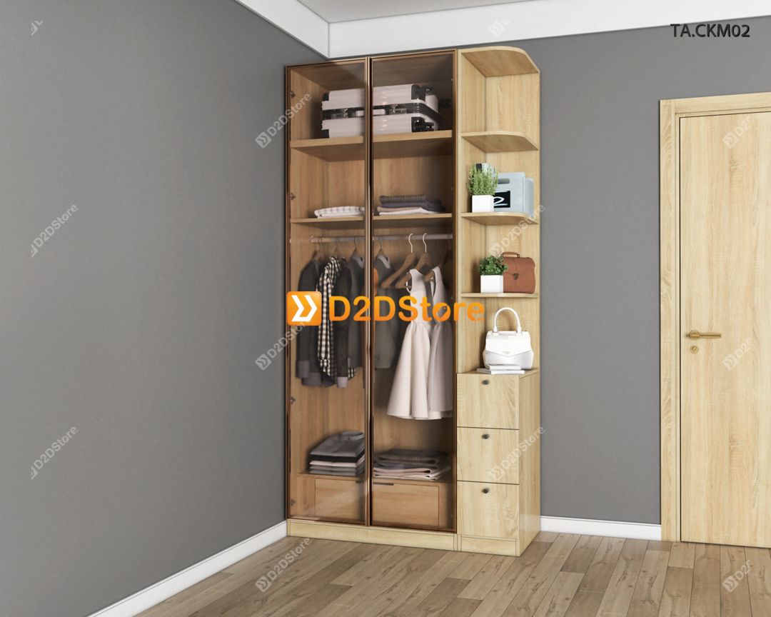  Tủ áo cánh kính cửa mở TA.CKM02 