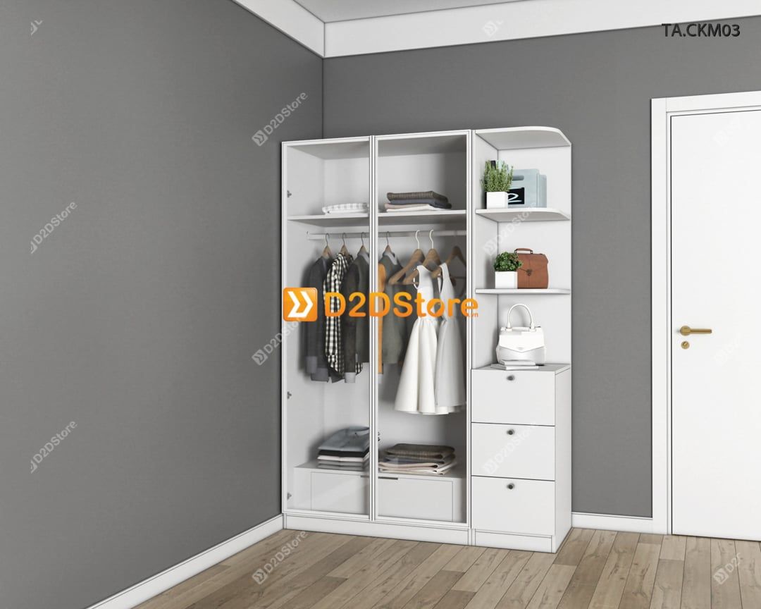  Tủ áo cánh kính cửa mở TA.CKM03 