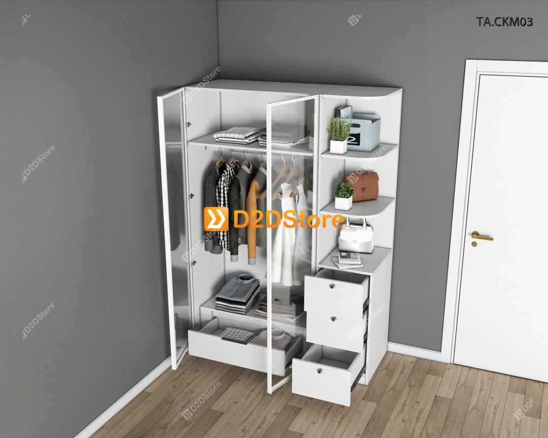  Tủ áo cánh kính cửa mở TA.CKM03 