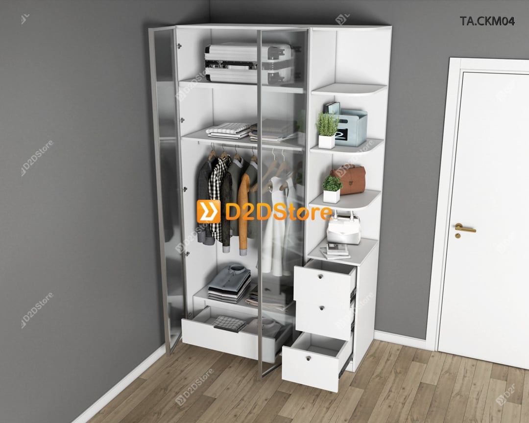  Tủ áo cánh kính cửa mở TA.CKM04 