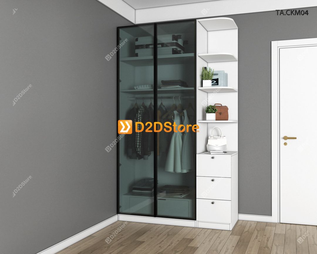  Tủ áo cánh kính cửa mở TA.CKM04 