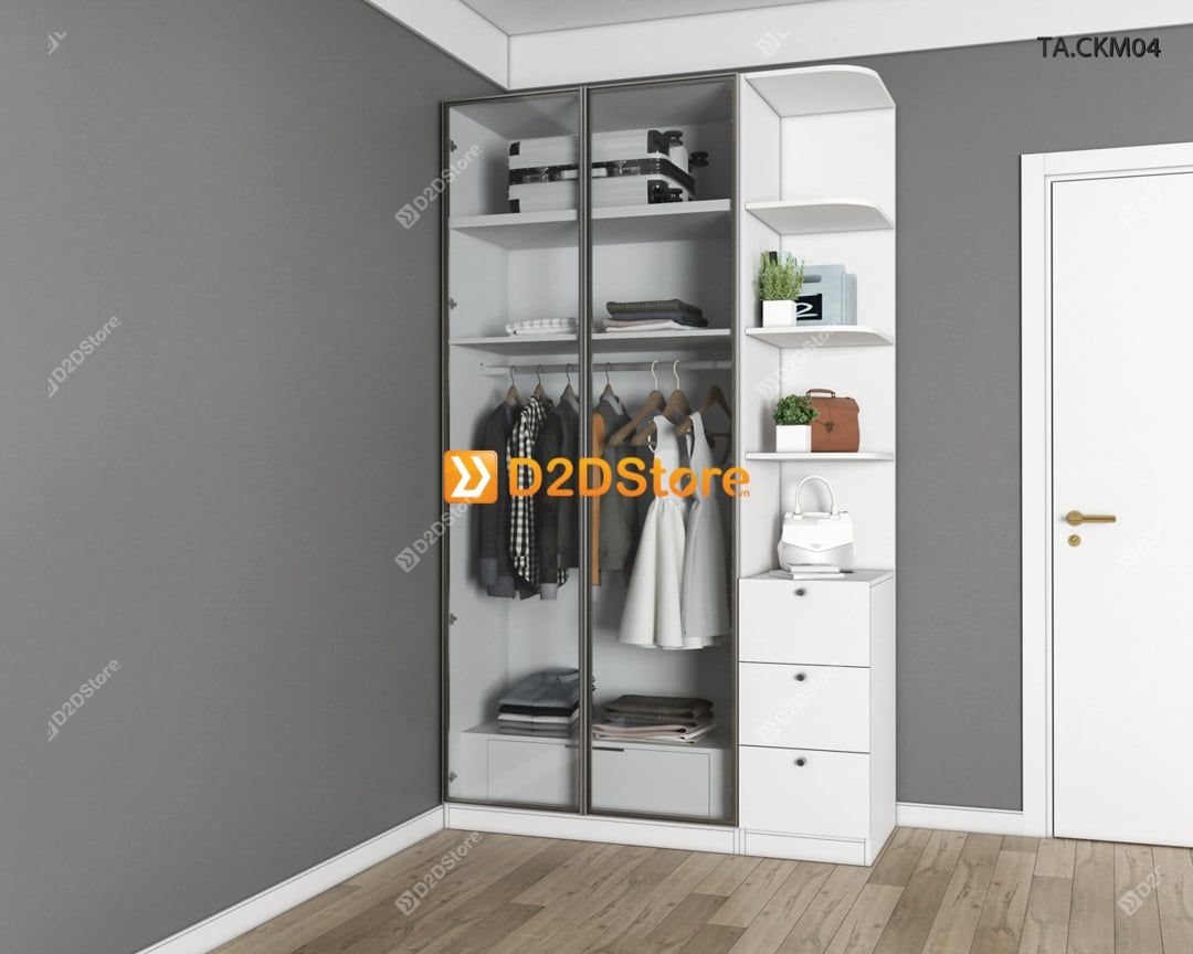  Tủ áo cánh kính cửa mở TA.CKM04 
