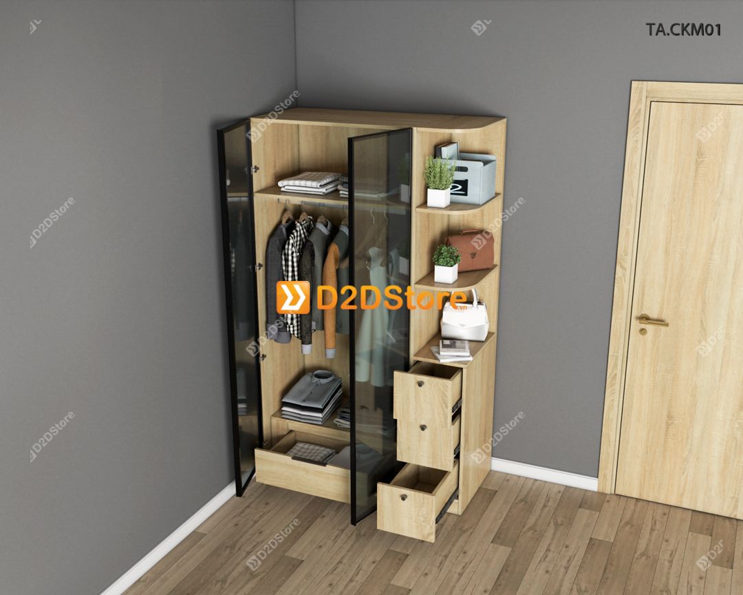  Tủ áo cánh kính cửa mở TA.CKM01 
