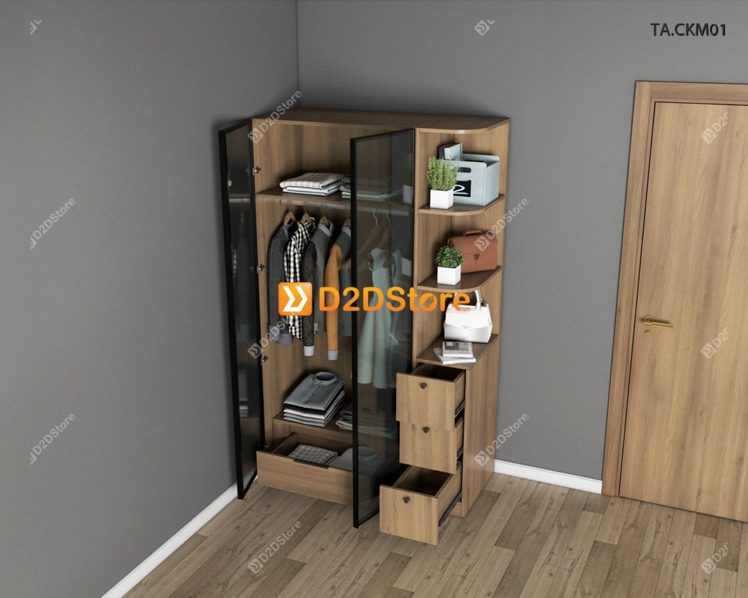  Tủ áo cánh kính cửa mở TA.CKM01 