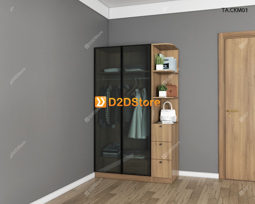 Tủ áo cánh kính cửa mở TA.CKM01