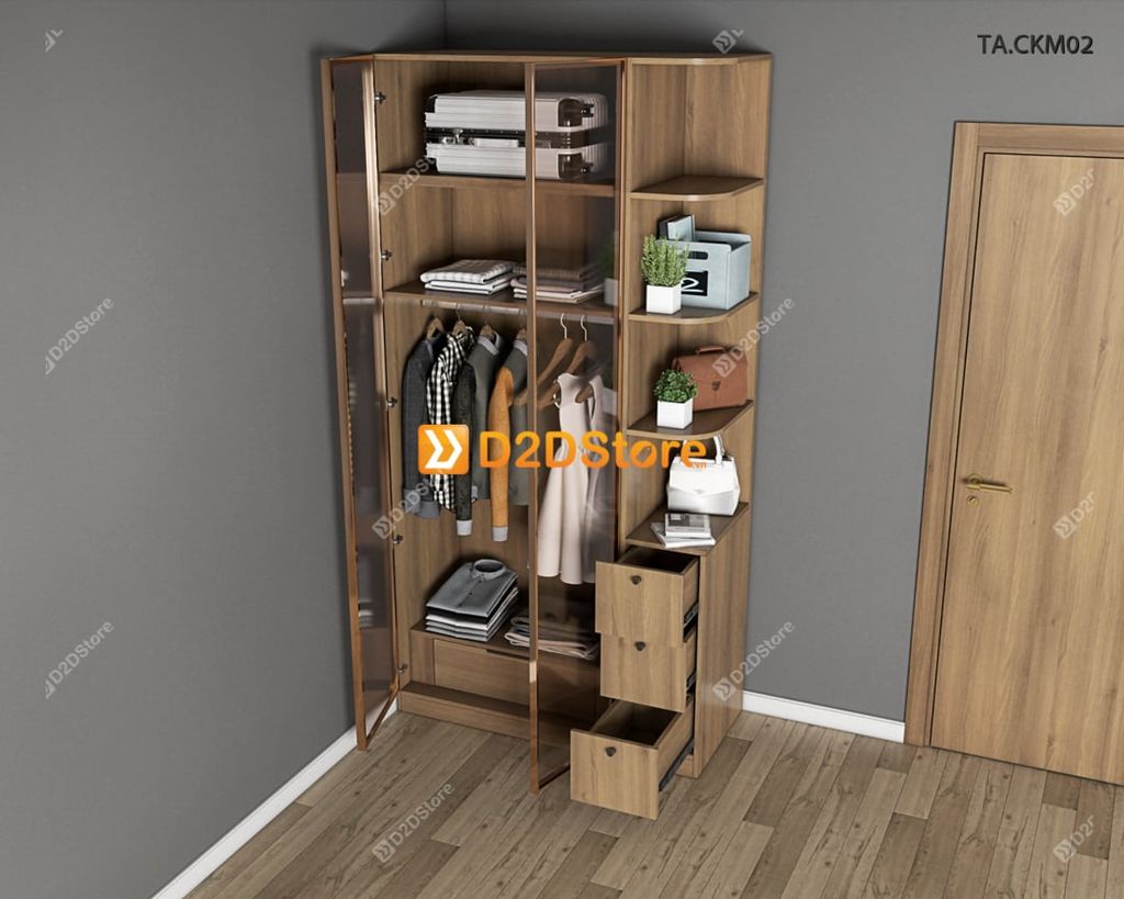 Tủ áo cánh kính cửa mở TA.CKM02