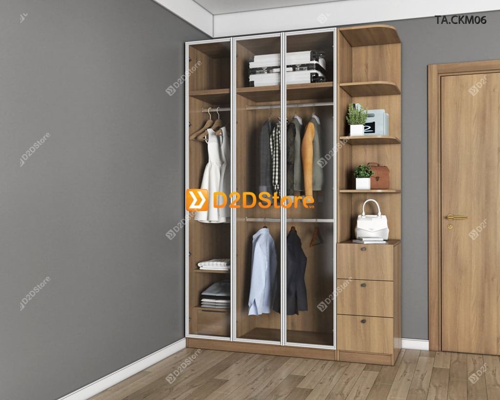 Tủ áo cánh kính cửa mở TA.CKM06
