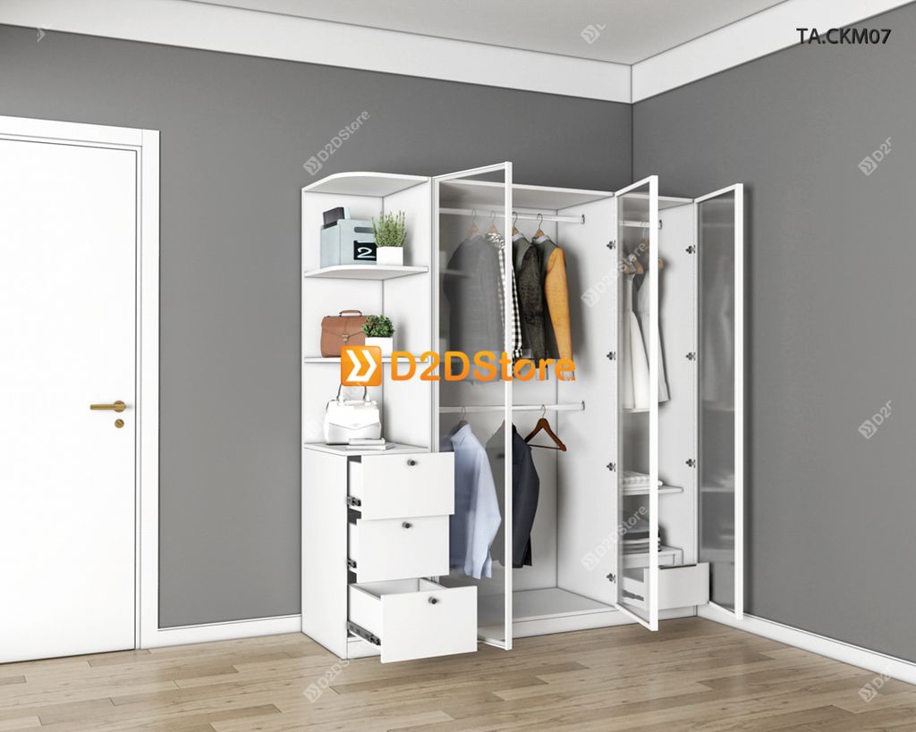 Tủ áo cánh kính cửa mở TA.CKM07