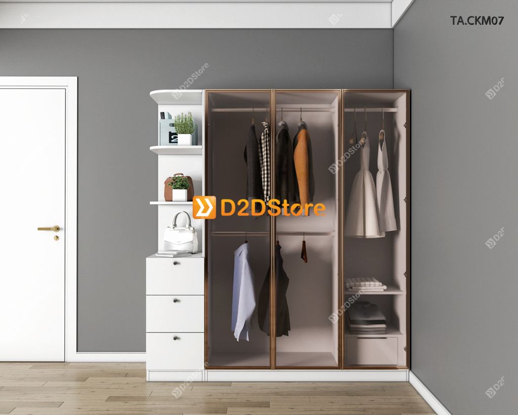 Tủ áo cánh kính cửa mở TA.CKM07
