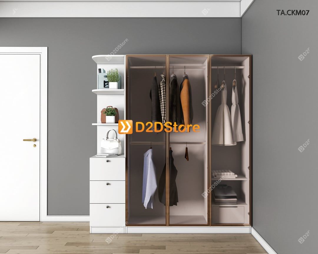  Tủ áo cánh kính cửa mở TA.CKM07 