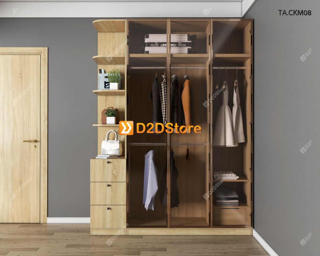  Tủ áo cánh kính cửa mở TA.CKM08 