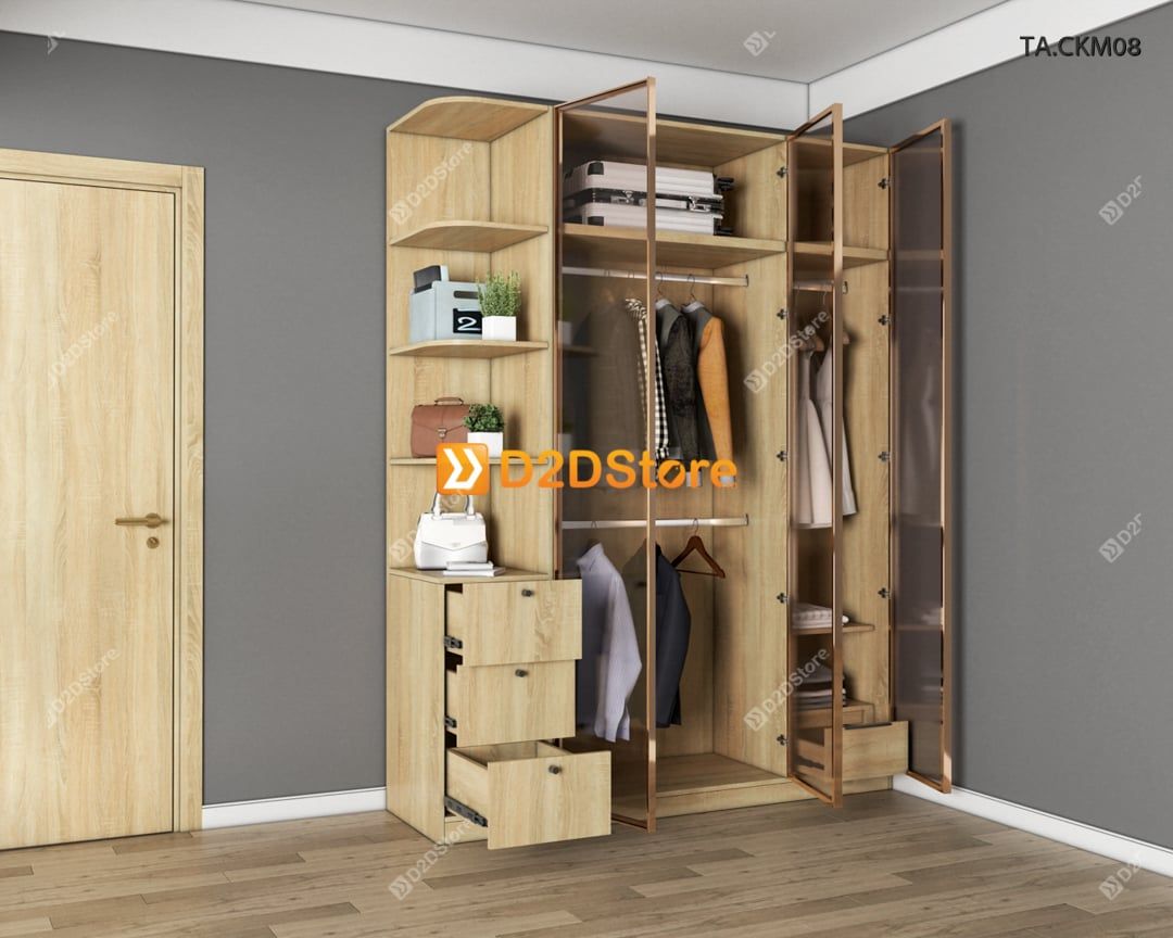  Tủ áo cánh kính cửa mở TA.CKM08 