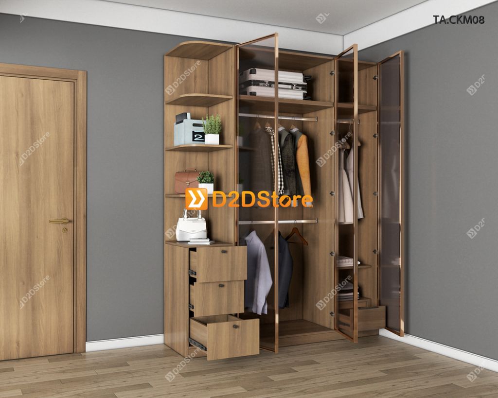Tủ áo cánh kính cửa mở TA.CKM08