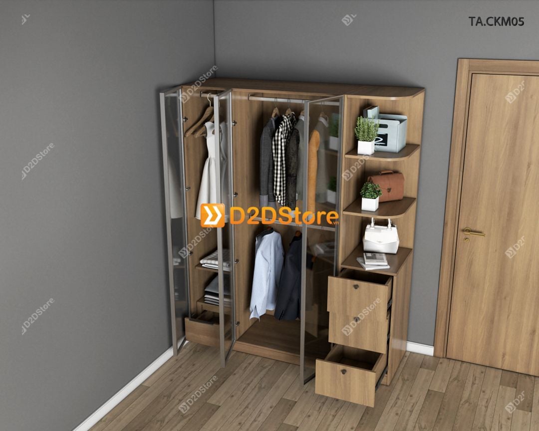  Tủ áo cánh kính cửa mở TA.CKM05 