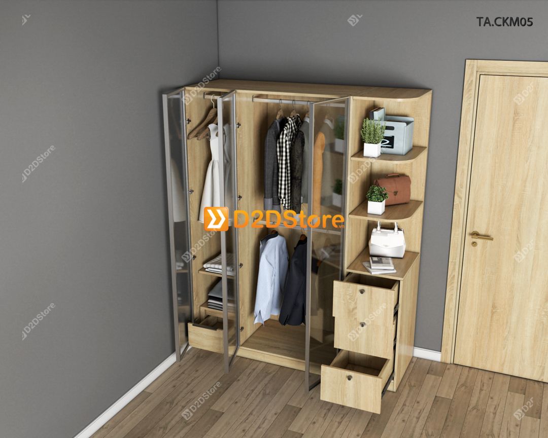  Tủ áo cánh kính cửa mở TA.CKM05 