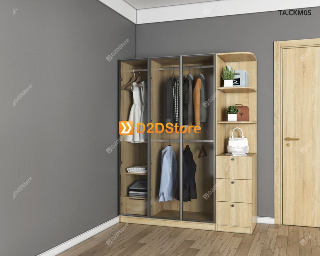 Tủ áo cánh kính cửa mở TA.CKM05