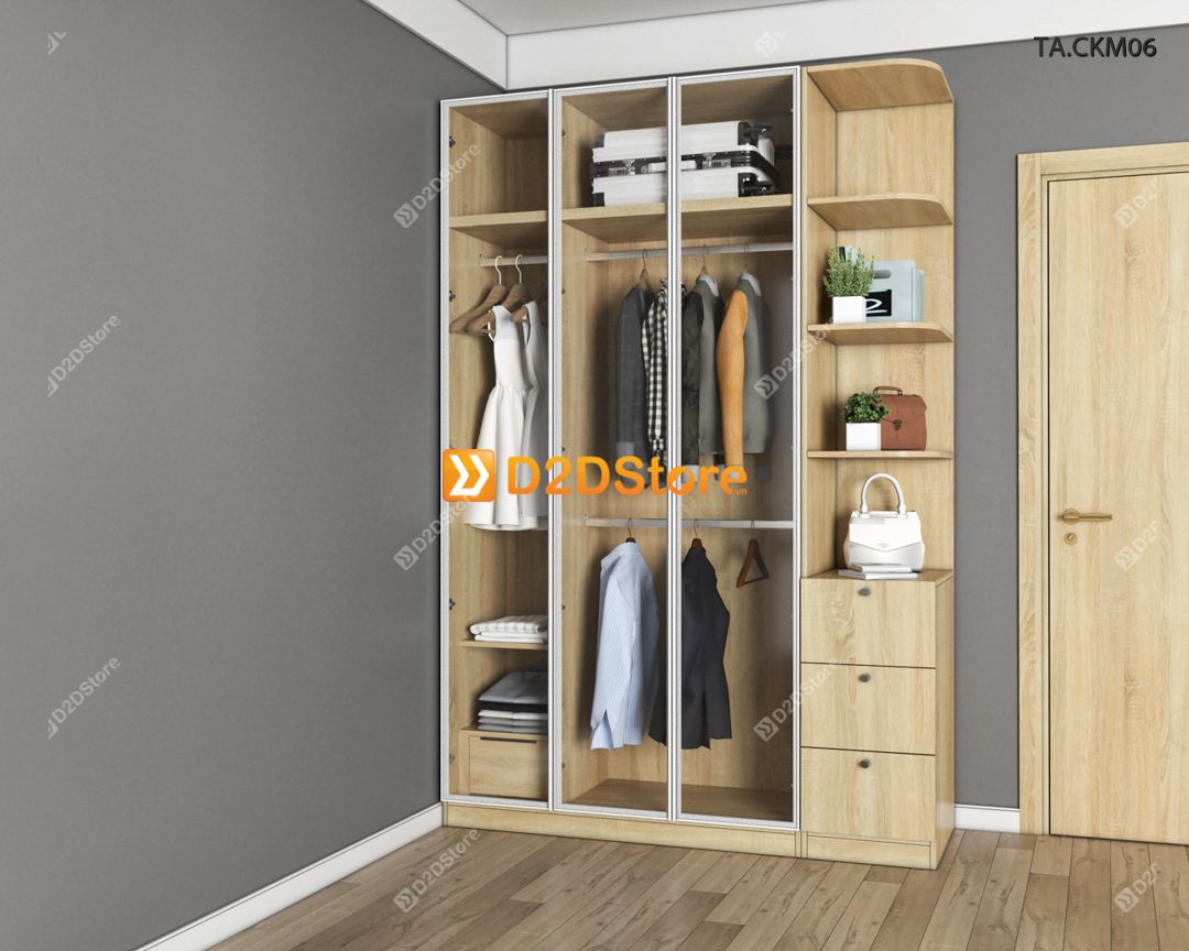  Tủ áo cánh kính cửa mở TA.CKM06 