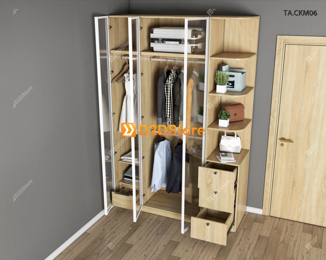  Tủ áo cánh kính cửa mở TA.CKM06 