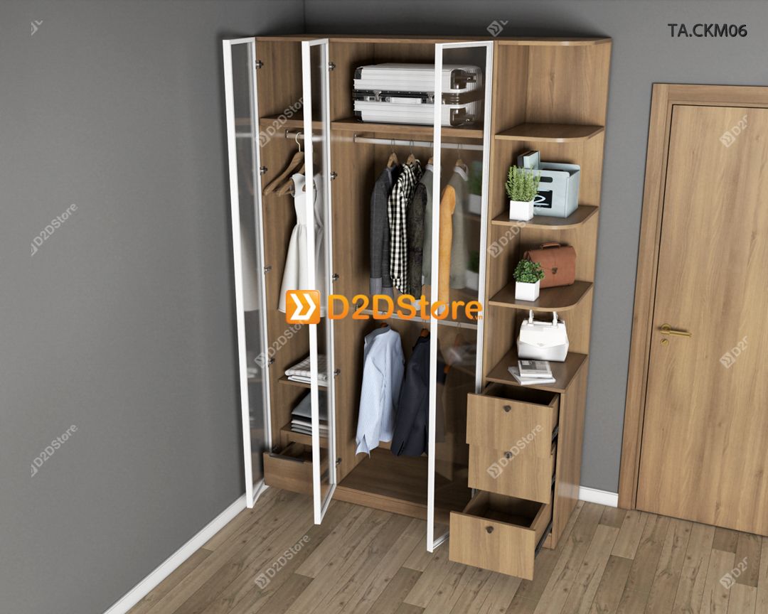  Tủ áo cánh kính cửa mở TA.CKM06 