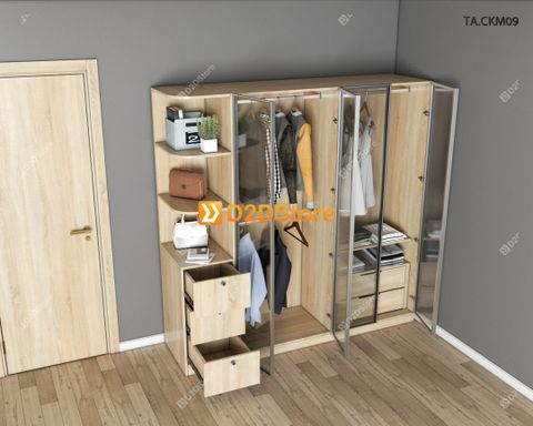 Tủ áo cánh kính cửa mở TA.CKM09